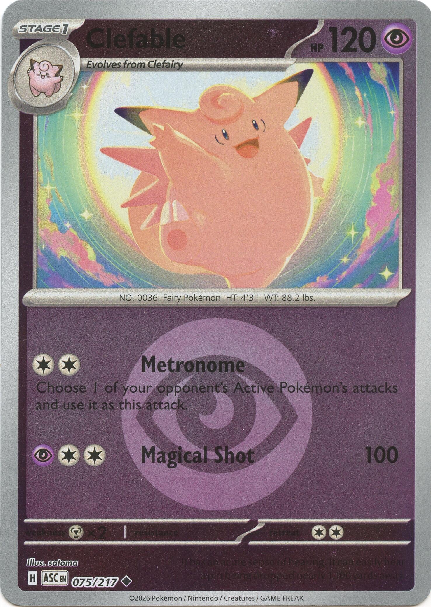 Image for Clefable (Energy Symbol Pattern) (075/217) (ME: Ascended Heroes) - Pokemon