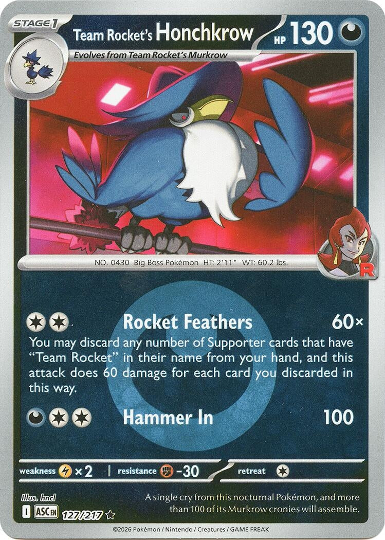Image for Team Rocket's Honchkrow (Energy Symbol Pattern) (127/217) (ME: Ascended Heroes) - Pokemon