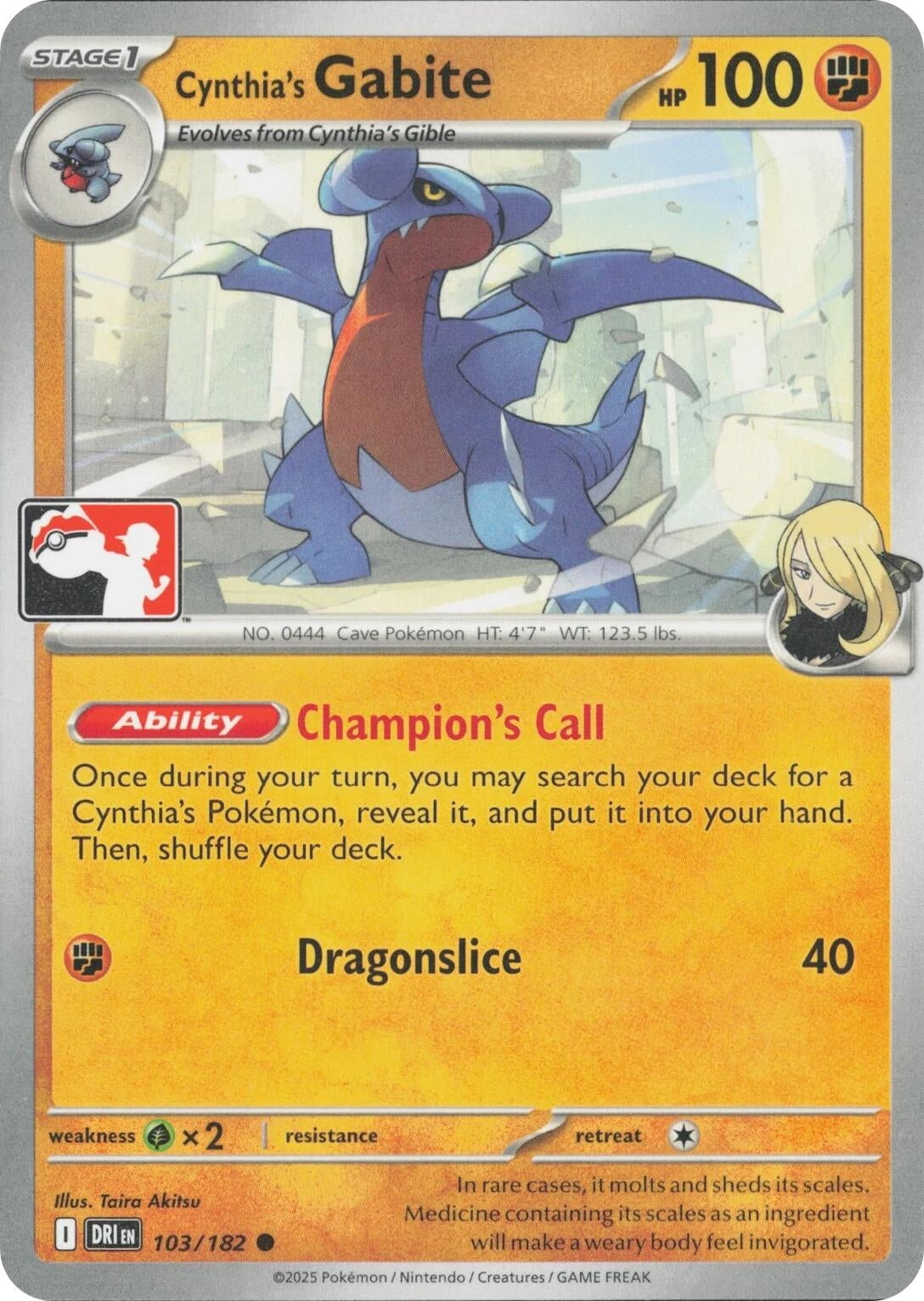 Image for Cynthia's Gabite (103/182) (Prize Pack Series Cards) - Pokemon
