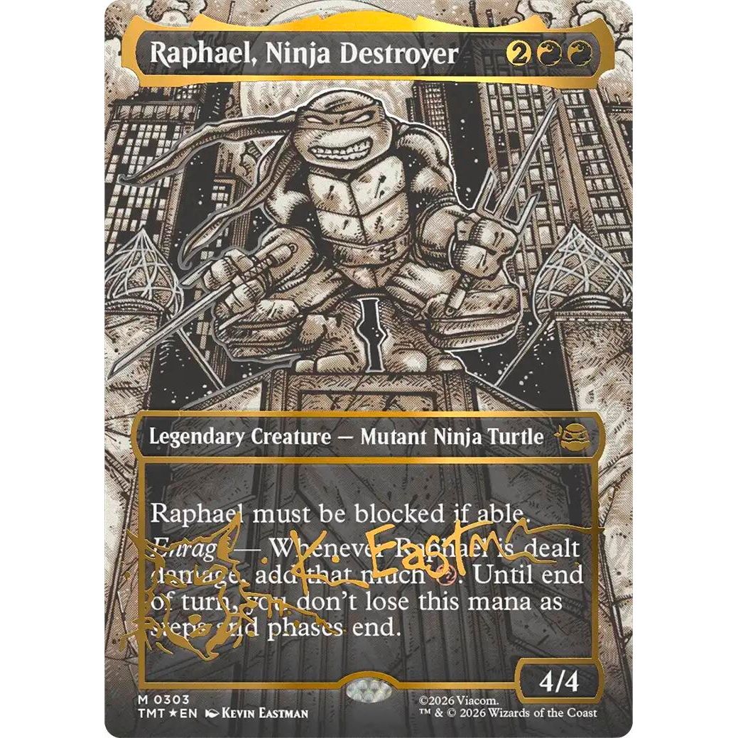 Image for Raphael, Ninja Destroyer (Borderless) (Gold-Stamped Signature) (303) (Teenage Mutant Ninja Turtles) - Magic: The Gathering