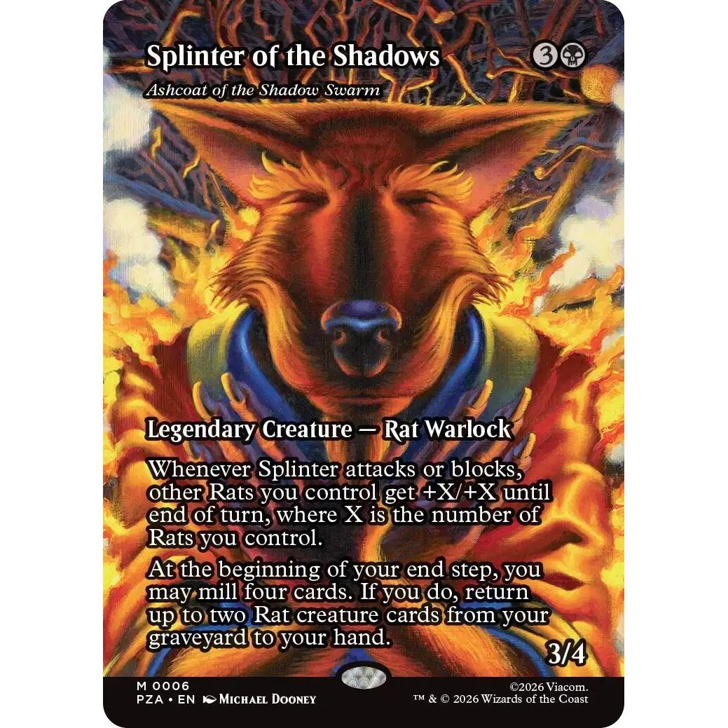 Image for Splinter of the Shadows - Ashcoat of the Shadow Swarm (Borderless) (6) (Teenage Mutant Ninja Turtles Source Material) - Magic: The Gathering