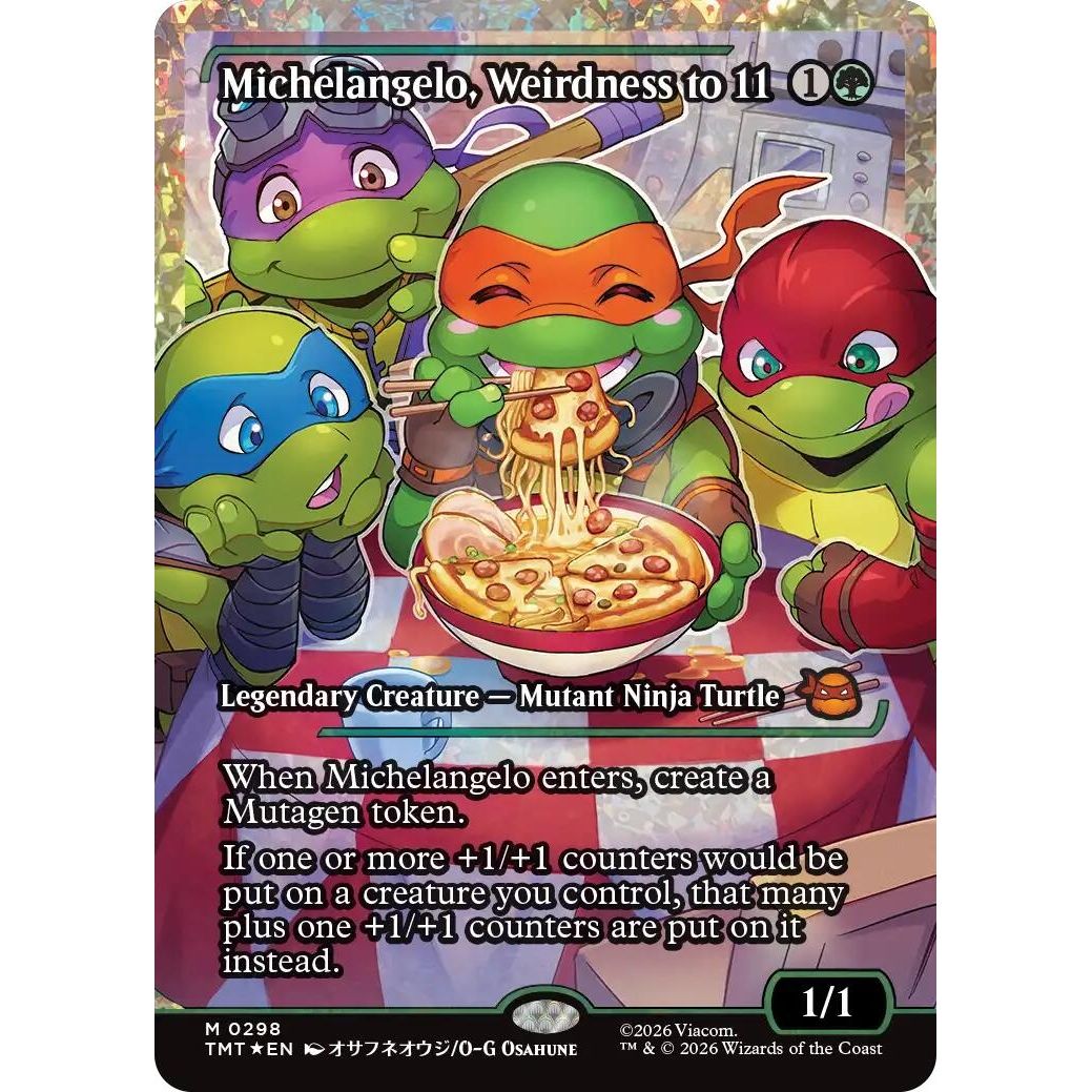 Image for Michelangelo, Weirdness to 11 (Showcase) (Fracture Foil) (298) (Teenage Mutant Ninja Turtles) - Magic: The Gathering