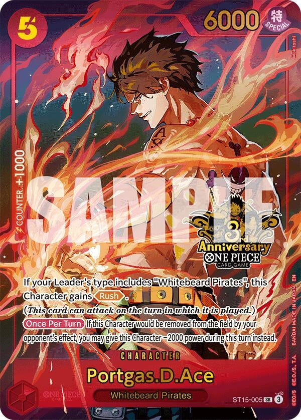 Image for Portgas.D.Ace (Japanese Version 3rd Anniversary Set) (ST15-005) (One Piece Promotion Cards) (OP-PR) - One Piece Card Game