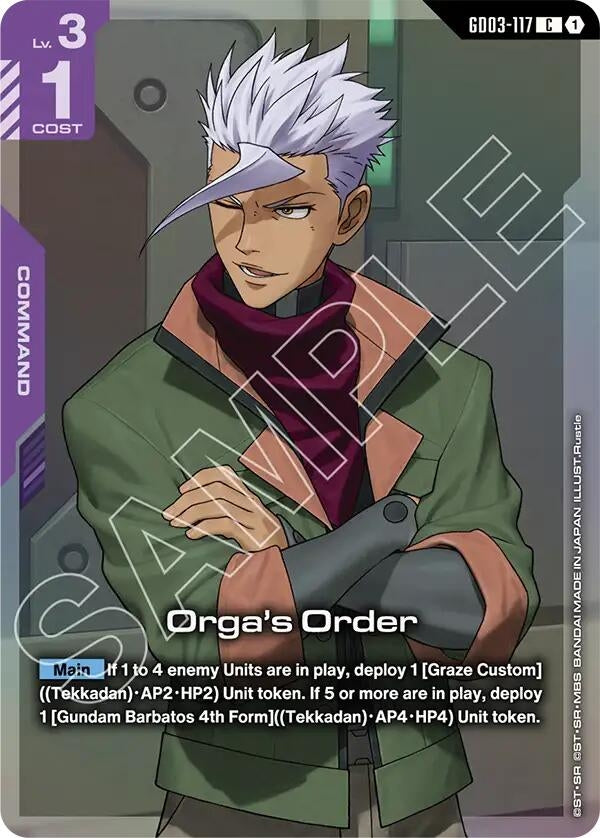 Image for Orga's Order (Premium Card Collection Gundam Assemble) (GD03-117) (Gundam Promotional Cards) (GCG-PR) - Gundam Card Game