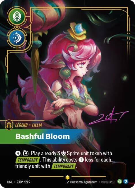 Image for Lillia - Bashful Bloom (Signature) (230*/219) (Unleashed) (UNL) - Riftbound: League of Legends Trading Card Game