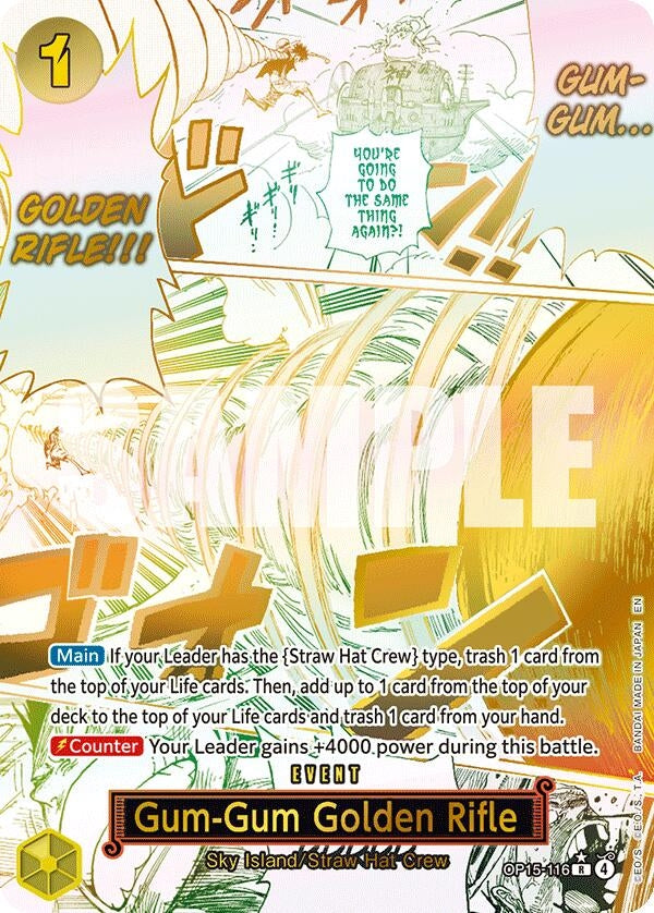 Image for Gum-Gum Golden Rifle (Alternate Art) (OP15-116) (Adventure on Kami's Island) (OP15-EB04) - One Piece Card Game