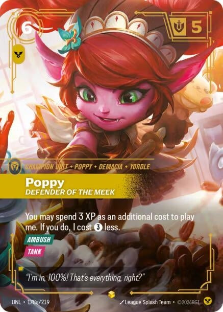 Image for Poppy - Defender of the Meek (Alternate Art) (178a/219) (Unleashed) (UNL) - Riftbound: League of Legends Trading Card Game