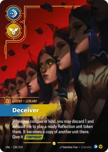 Image for LeBlanc - Deceiver (Overnumbered) (235/219) (Unleashed) (UNL) - Riftbound: League of Legends Trading Card Game