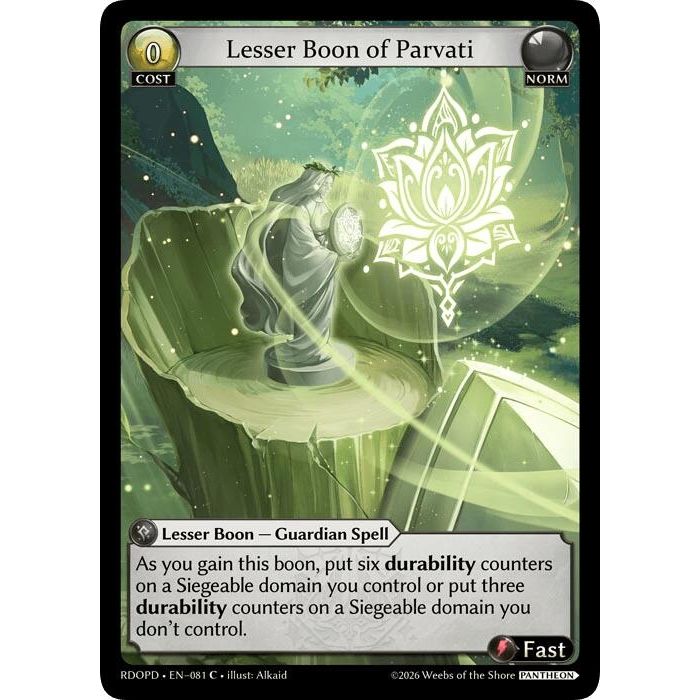 Image for Lesser Boon of Parvati (081) (Radiant Origins: Pantheon) - Grand Archive TCG