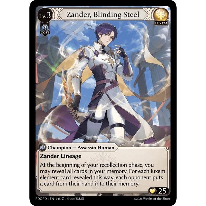 Image for Zander, Blinding Steel (Extended Art) (015) (Radiant Origins: Pantheon) - Grand Archive TCG