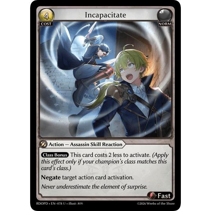Image for Incapacitate (078) (Radiant Origins: Pantheon) - Grand Archive TCG