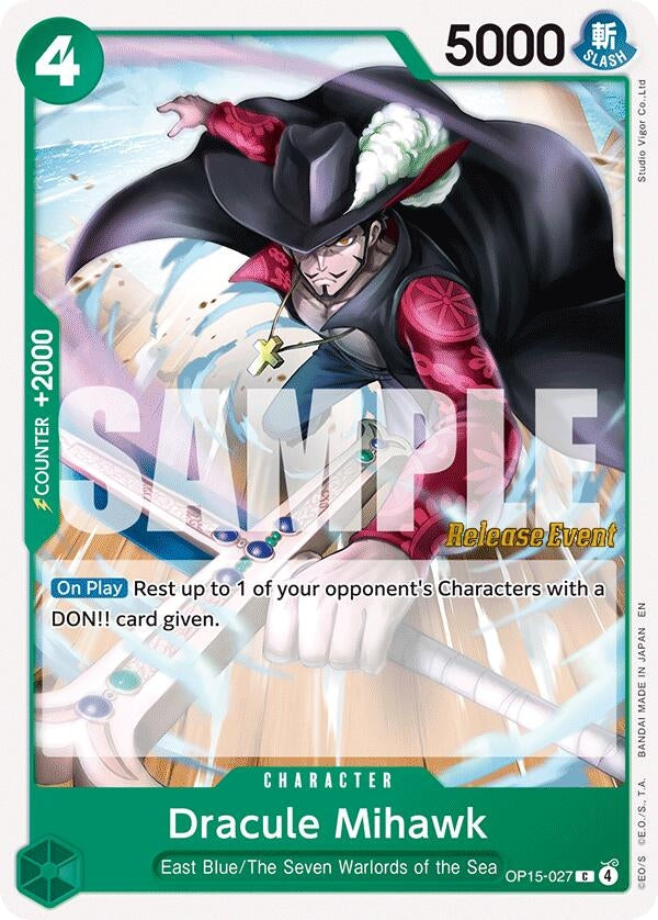 Image for Dracule Mihawk (OP15-027) (Adventure on Kami's Island Release Event Cards) (OP15 RE) - One Piece Card Game