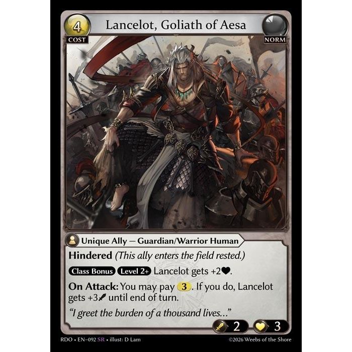 Image for Lancelot, Goliath of Aesa (092) (Radiant Origins) - Grand Archive TCG