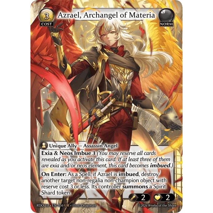 Image for Azrael, Archangel of Materia (50) (Radiant Origins) - Grand Archive TCG
