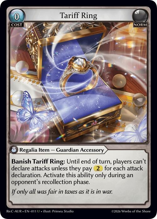 Image for Tariff Ring (011) (Mordred Re: Collection, Aurelian Regent) (AURR) - Grand Archive TCG