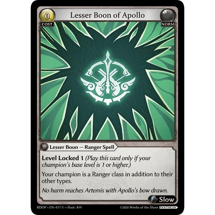 Image for Lesser Boon of Apollo (017) (Radiant Origins: Pantheon) - Grand Archive TCG