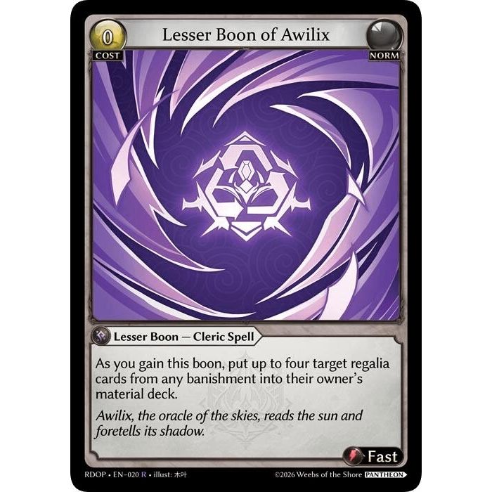 Image for Lesser Boon of Awilix (020) (Radiant Origins: Pantheon) - Grand Archive TCG