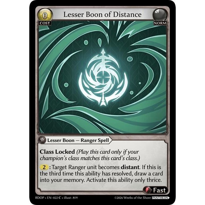 Image for Lesser Boon of Distance (022) (Radiant Origins: Pantheon) - Grand Archive TCG