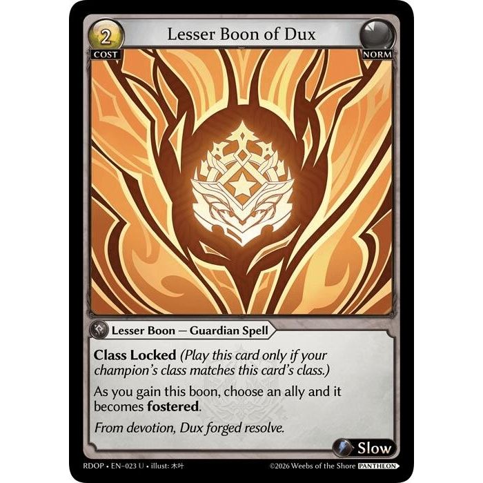 Image for Lesser Boon of Dux (023) (Radiant Origins: Pantheon) - Grand Archive TCG