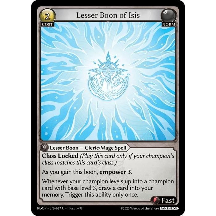 Image for Lesser Boon of Isis (027) (Radiant Origins: Pantheon) - Grand Archive TCG