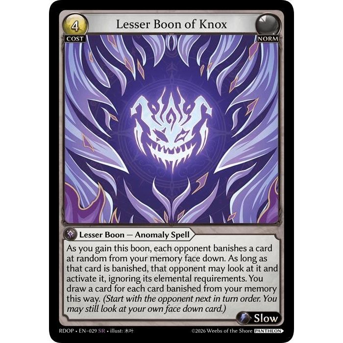 Image for Lesser Boon of Knox (029) (Radiant Origins: Pantheon) - Grand Archive TCG