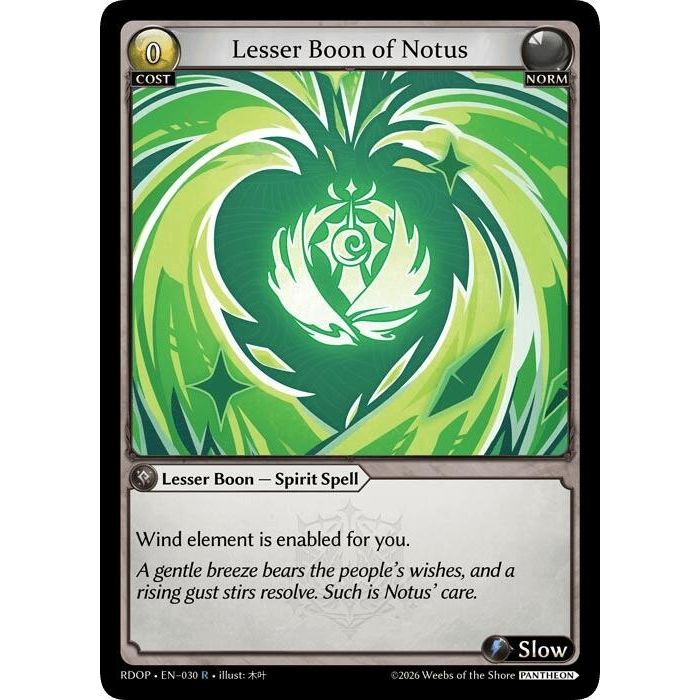 Image for Lesser Boon of Notus (030) (Radiant Origins: Pantheon) - Grand Archive TCG