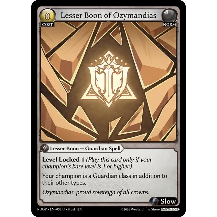 Image for Lesser Boon of Ozymandias (033) (Radiant Origins: Pantheon) - Grand Archive TCG