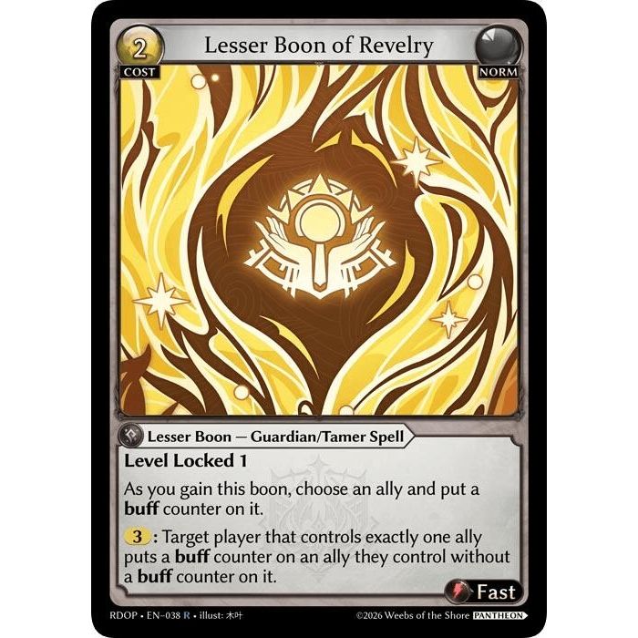 Image for Lesser Boon of Revelry (038) (Radiant Origins: Pantheon) - Grand Archive TCG