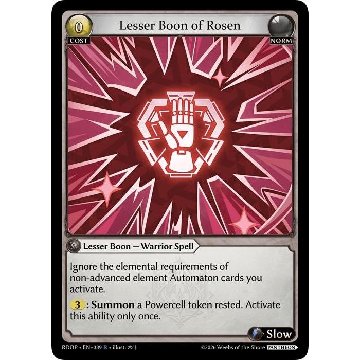 Image for Lesser Boon of Rosen (039) (Radiant Origins: Pantheon) - Grand Archive TCG