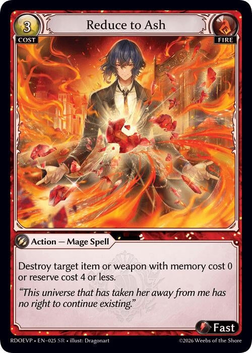 Image for Reduce to Ash (025) (Radiant Origins Event Pack) (RDOEVP) - Grand Archive TCG