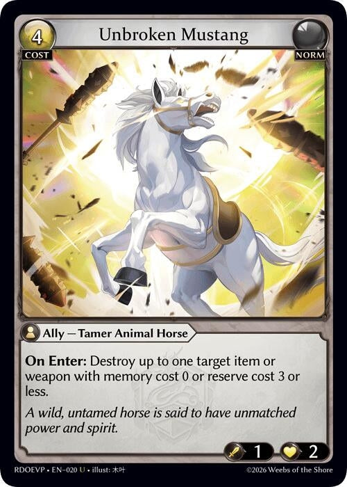 Image for Unbroken Mustang (020) (Radiant Origins Event Pack) (RDOEVP) - Grand Archive TCG