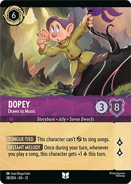 Image for Dopey - Drawn to Music (Foil) (38/204) (Wilds Unknown) (12) - Disney Lorcana