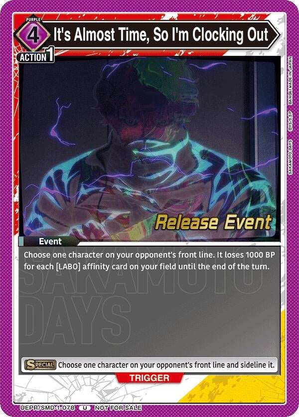 Image for It's Almost Time, So I'm Clocking Out (UE19BT/SMD-1-078) (UE19BT: SAKAMOTO DAYS Release Event Cards) (UE19BT_RE) - Union Arena