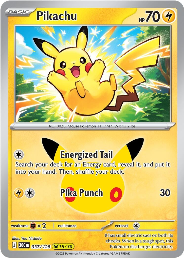 Image for Pikachu (037/128) (ME: 30th Celebration) - Pokemon