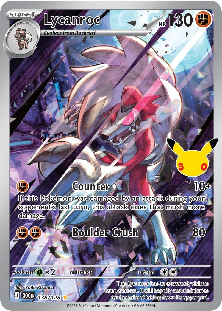 Image for Lycanroc (138/128) (ME: 30th Celebration) - Pokemon