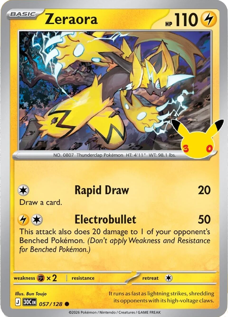 Image for Zeraora (057/128) (ME: 30th Celebration) - Pokemon