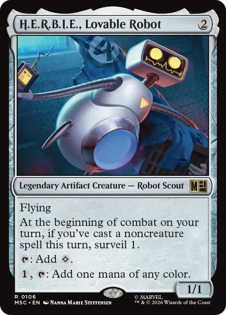 H.E.R.B.I.E., Lovable Robot (Surge Foil) (106) (Marvel Super Heroes)