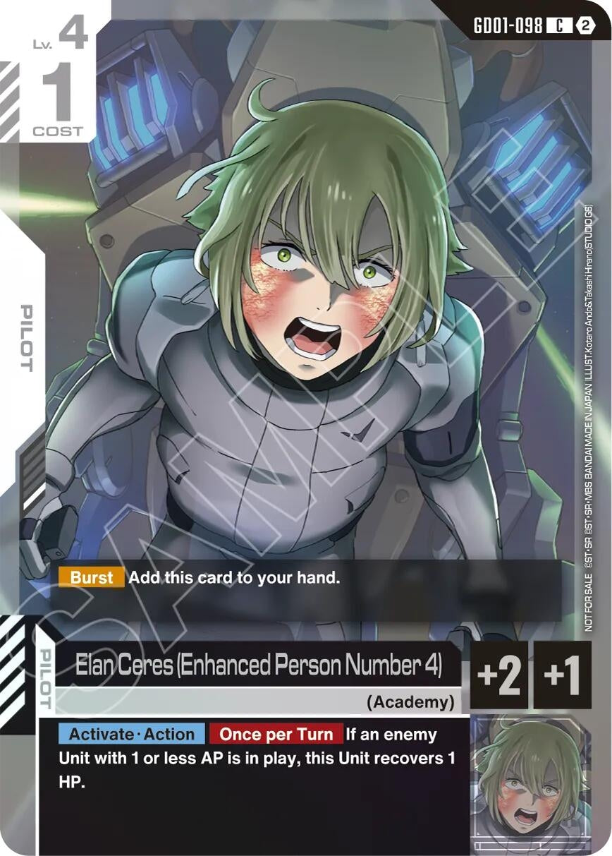 Image for Elan Ceres (Enhanced Person Number 4) (Store Tournament Participation Pack 05) (GD01-098) (Gundam Promotional Cards) (GCG-PR) - Gundam Card Game