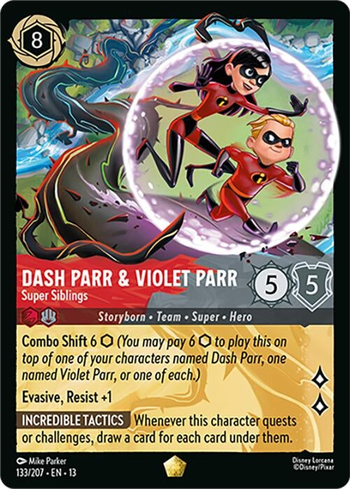 Image for Dash Parr & Violet Parr - Super Siblings (133/207) (Attack of the Vine!) (13) - Disney Lorcana