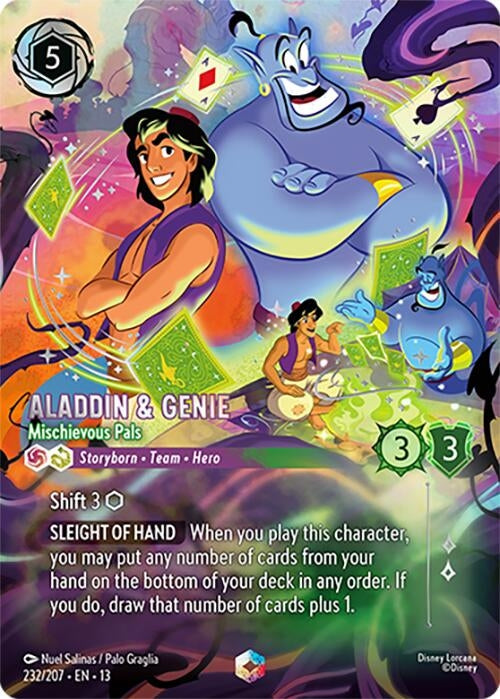 Image for Aladdin & Genie - Mischievous Pals (Enchanted) (232/207) (Attack of the Vine!) (13) - Disney Lorcana