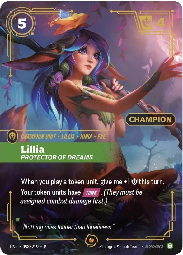 Image for Lillia - Protector of Dreams (Champion) (058/219) (Riftbound Organized Play Promotional Cards) (OPP) - Riftbound: League of Legends Trading Card Game
