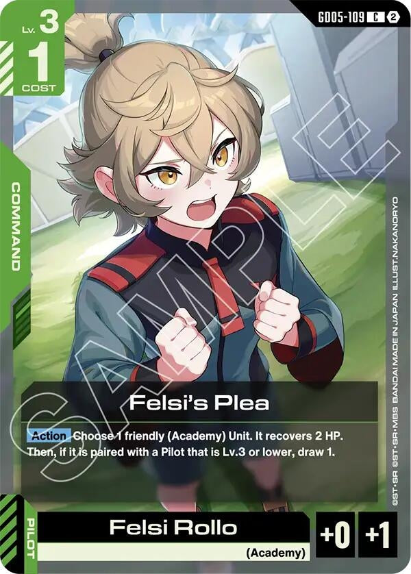 Image for Felsi's Plea (GD05-109) (Freedom Ascension) (GD05) - Gundam Card Game