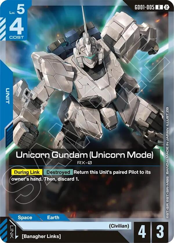 Image for Unicorn Gundam (Unicorn Mode) (GD01-005) (Deck Build Box Freedom Ascension) (SC01) - Gundam Card Game