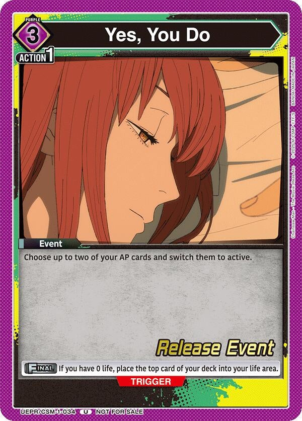 Image for Yes, You Do (UE22BT/CSM-1-034) (UE22BT: CHAINSAW MAN Release Event) (UE22BT_RE) - Union Arena