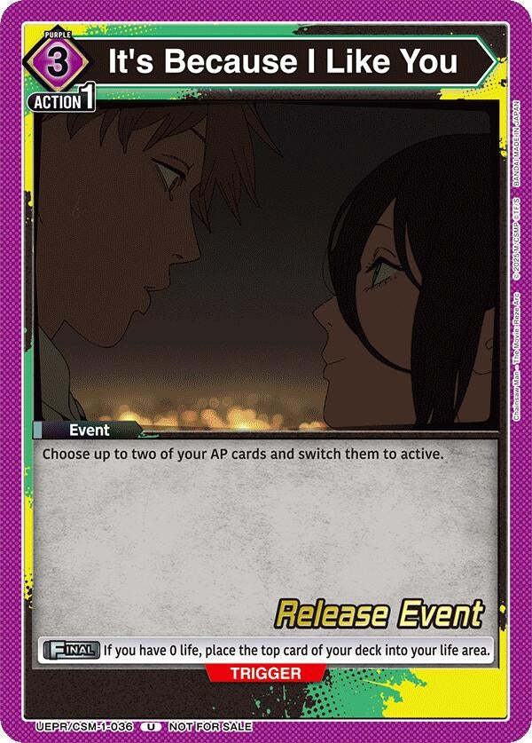 Image for It's Because I Like You (UE22BT/CSM-1-036) (UE22BT: CHAINSAW MAN Release Event) (UE22BT_RE) - Union Arena