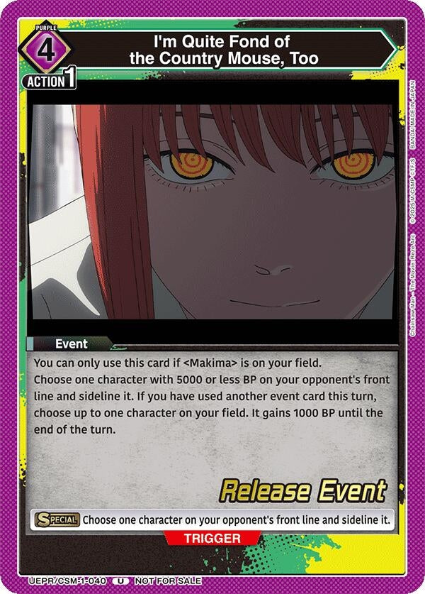 Image for I'm Quite Fond of the Country Mouse, Too (UE22BT/CSM-1-040) (UE22BT: CHAINSAW MAN Release Event) (UE22BT_RE) - Union Arena