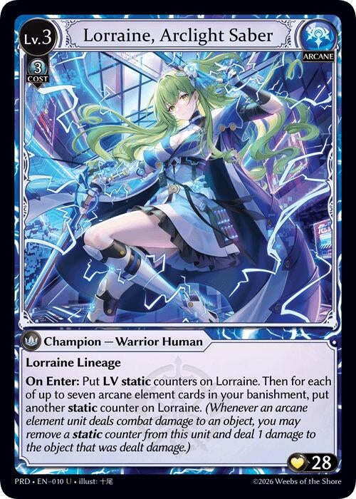 Image for Lorraine, Arclight Saber (010) (.asphodel/paradise) (PRD) - Grand Archive TCG