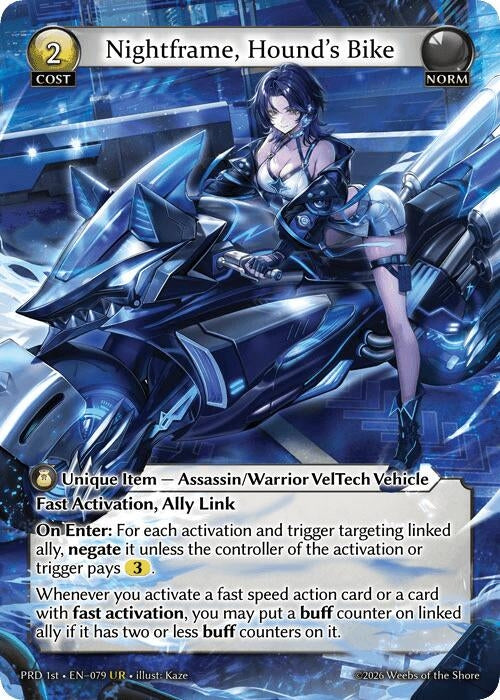 Image for Nightframe, Hound's Bike (UR) (079) (.asphodel/paradise) (PRD) - Grand Archive TCG