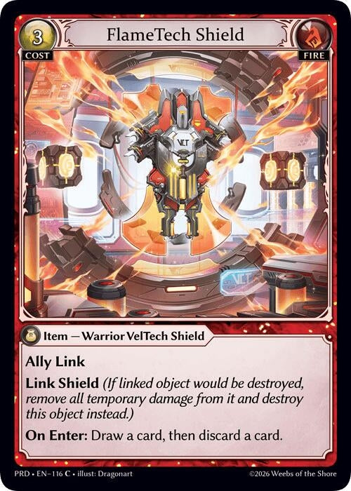 Image for FlameTech Shield (Interference Curio Foil) (116) (.asphodel/paradise) (PRD) - Grand Archive TCG