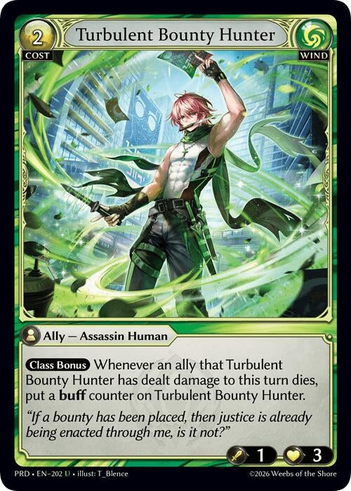 Image for Turbulent Bounty Hunter (Interference Curio Foil) (202) (.asphodel/paradise) (PRD) - Grand Archive TCG